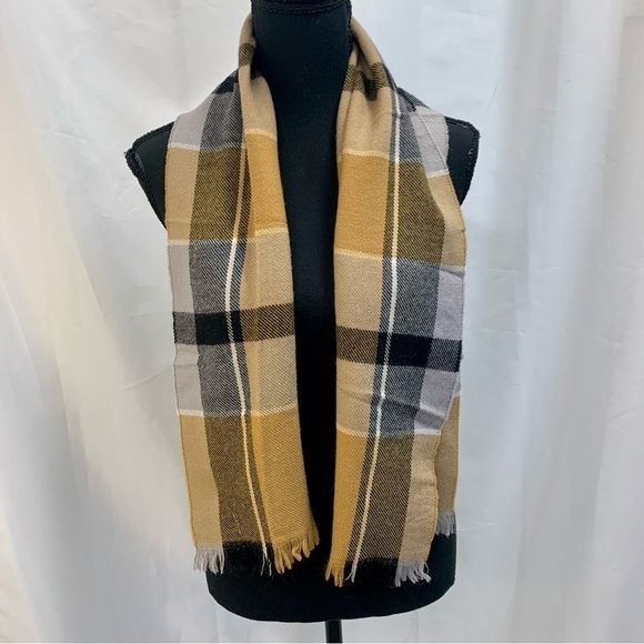 CAMEL brown gray black plaid check unisex fall winter wool scarf🔥 - Picture 3 of 7